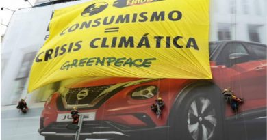 Pancarta desplegada por Greenpeace en Madrid
