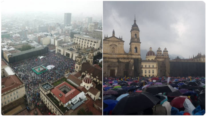 La marcha que convocaron los distintos sectores del país en la plaza Bolívar de Bogotá