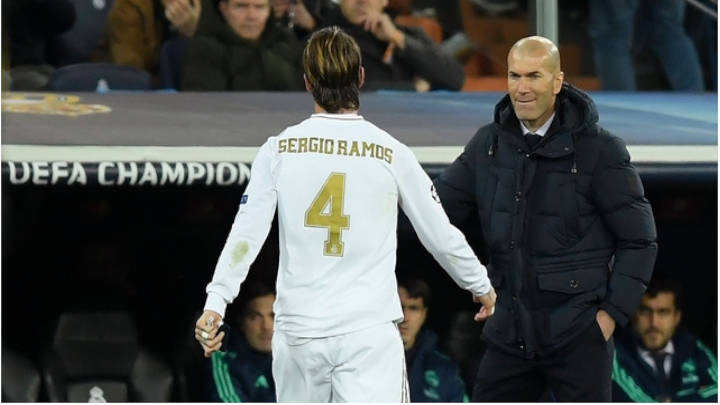 Ramos y Zidane luego de la tarjeta roja