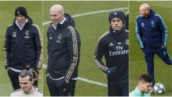 Zidane en practica con Mariano, Jovic y Bale